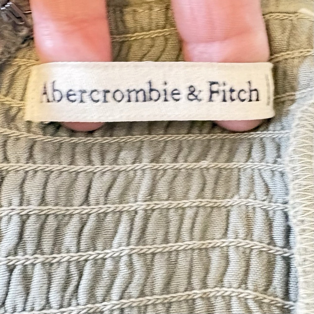 Abercrombie & Fitch Tie Strap Midi Dress Small Green Polka Dot Ruffles Side Slit - Picture 8 of 8